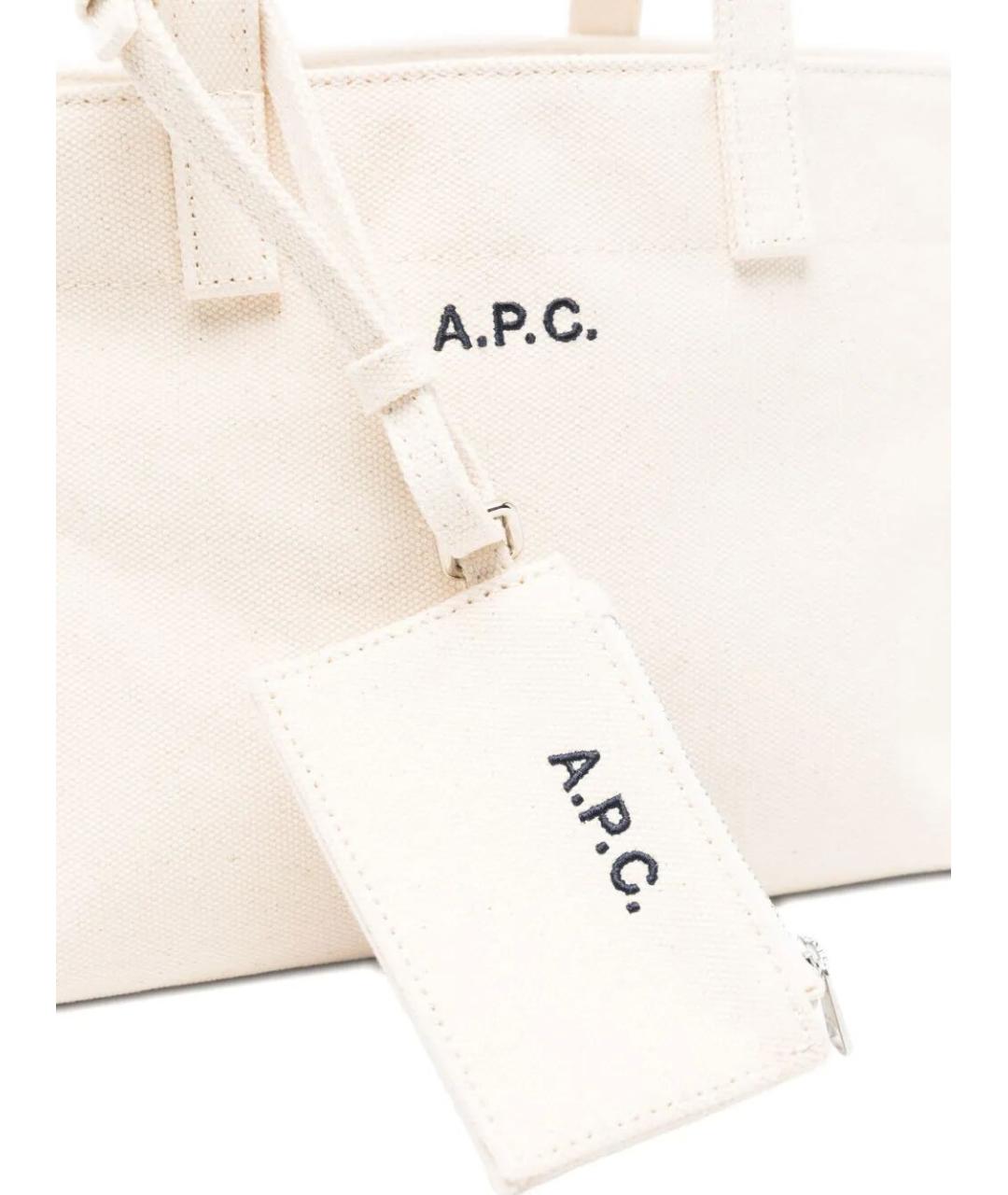 A.P.C. Белая хлопковая сумка тоут, фото 4