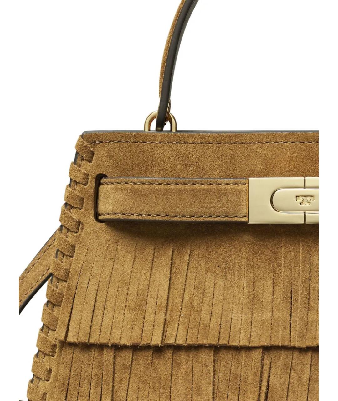 TORY BURCH Коричневая замшевая сумка с короткими ручками, фото 2