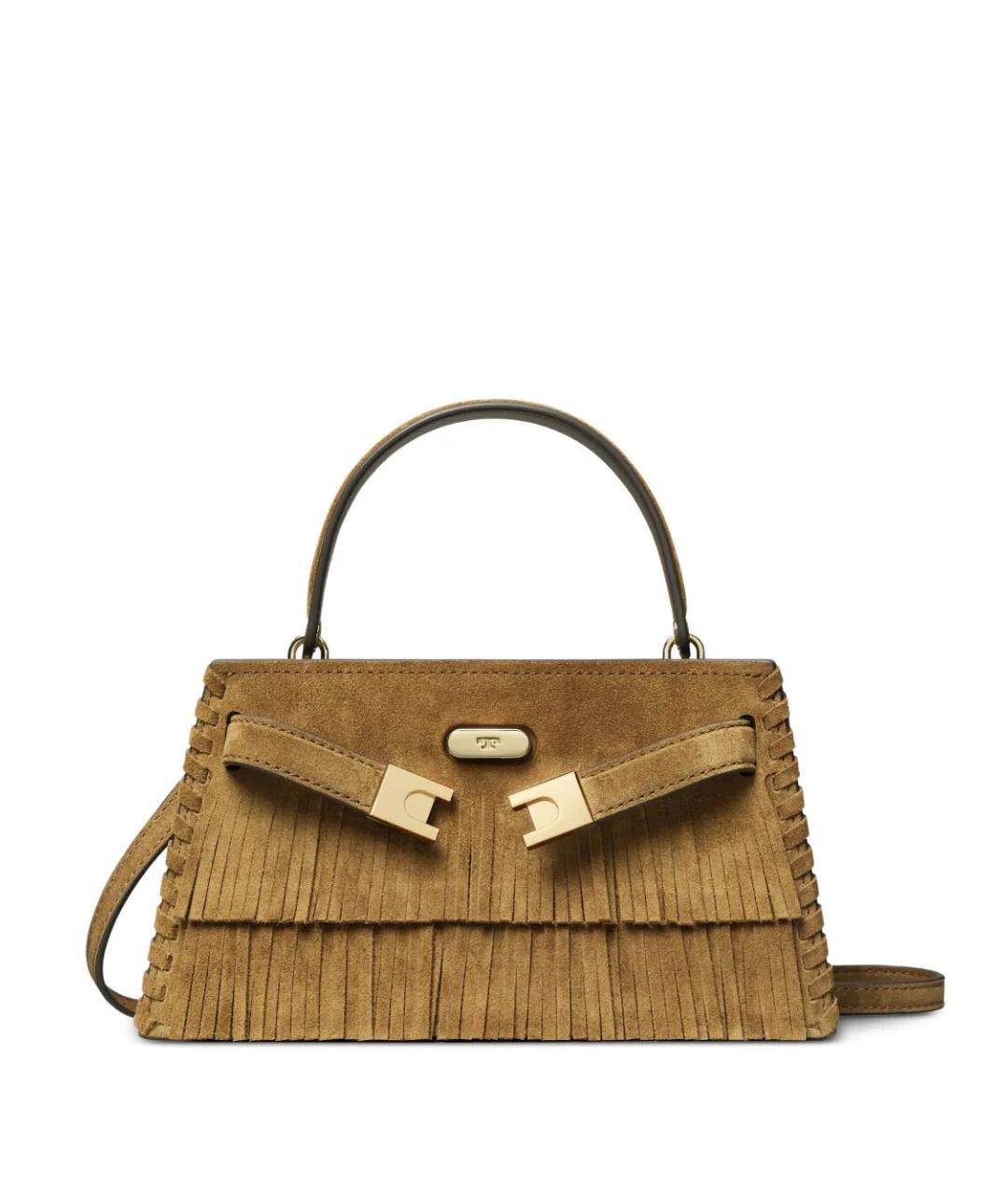 TORY BURCH Коричневая замшевая сумка с короткими ручками, фото 1