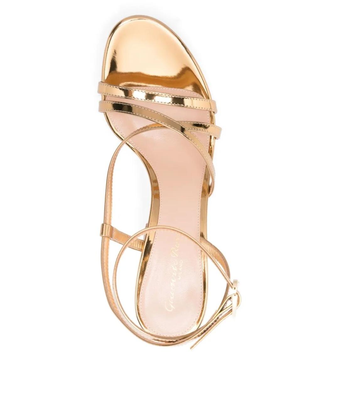 GIANVITO ROSSI Золотые кожаные босоножки, фото 4