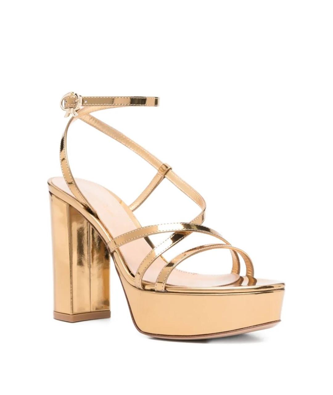 GIANVITO ROSSI Золотые кожаные босоножки, фото 2