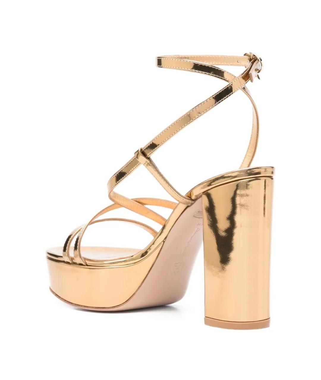 GIANVITO ROSSI Золотые кожаные босоножки, фото 3