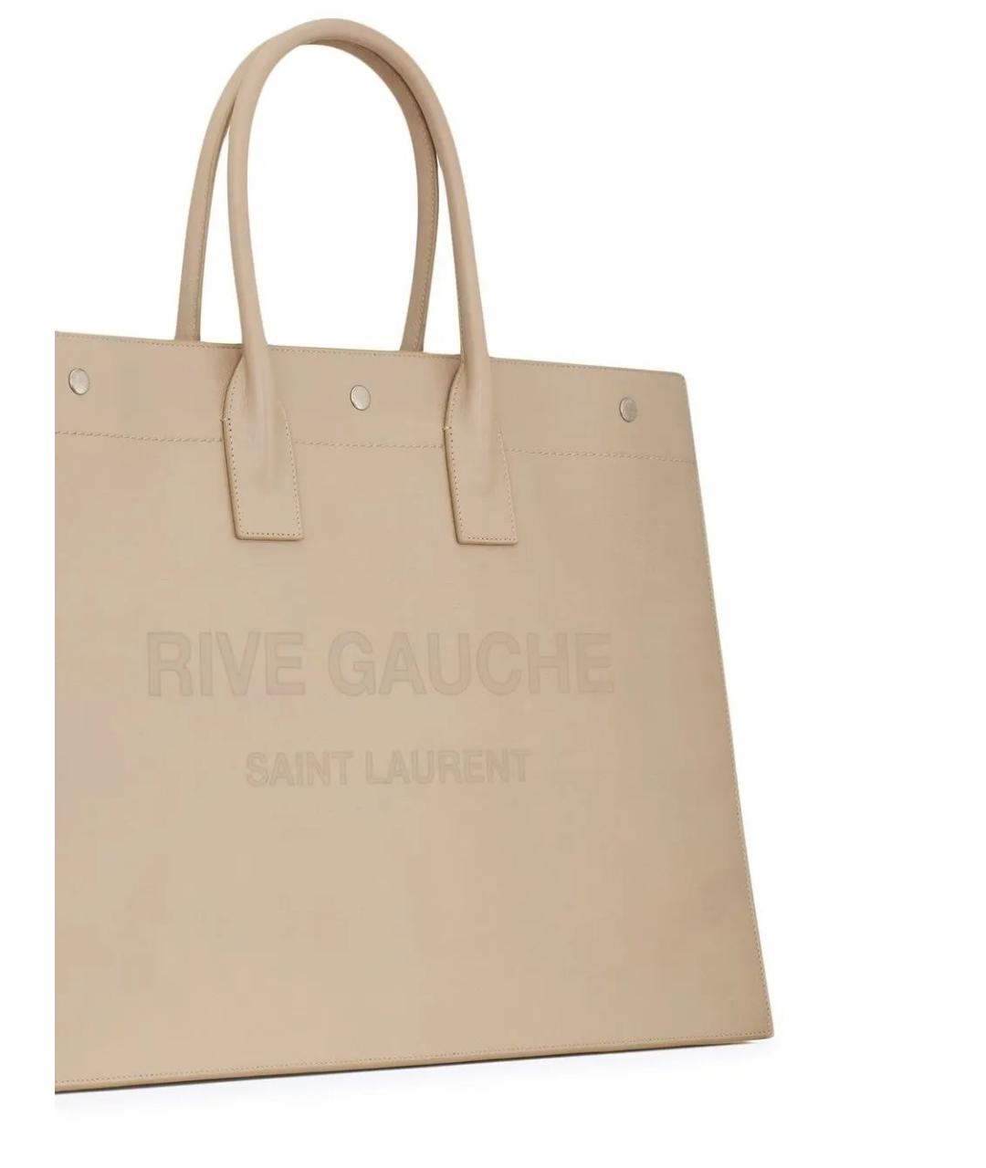 SAINT LAURENT Бежевая кожаная сумка тоут, фото 4