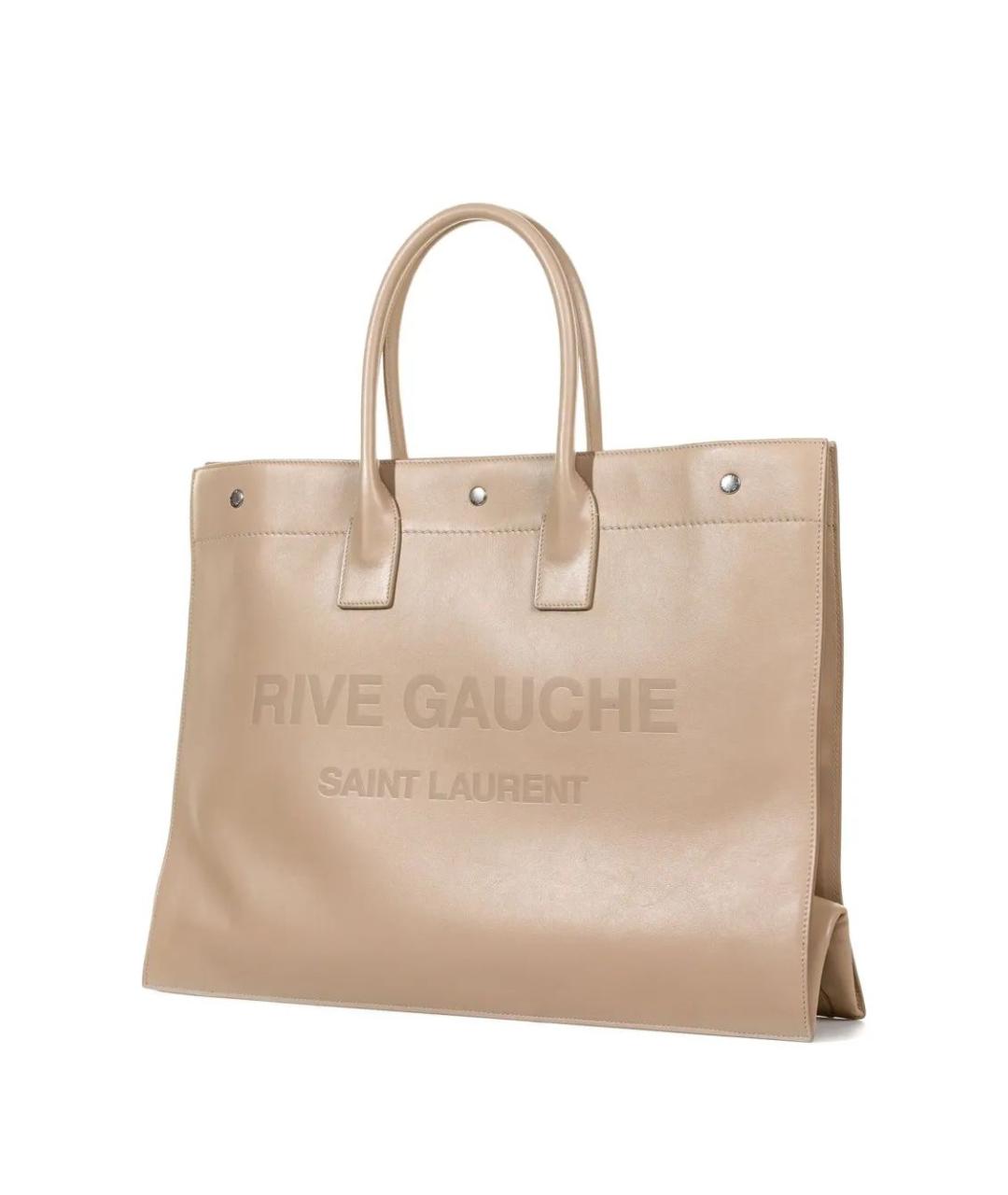 SAINT LAURENT Бежевая кожаная сумка тоут, фото 3