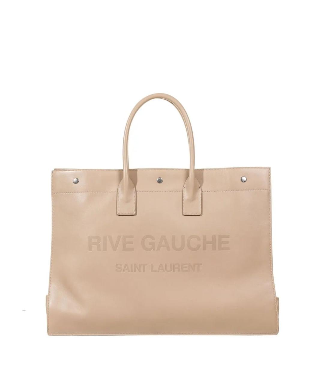 SAINT LAURENT Бежевая кожаная сумка тоут, фото 1