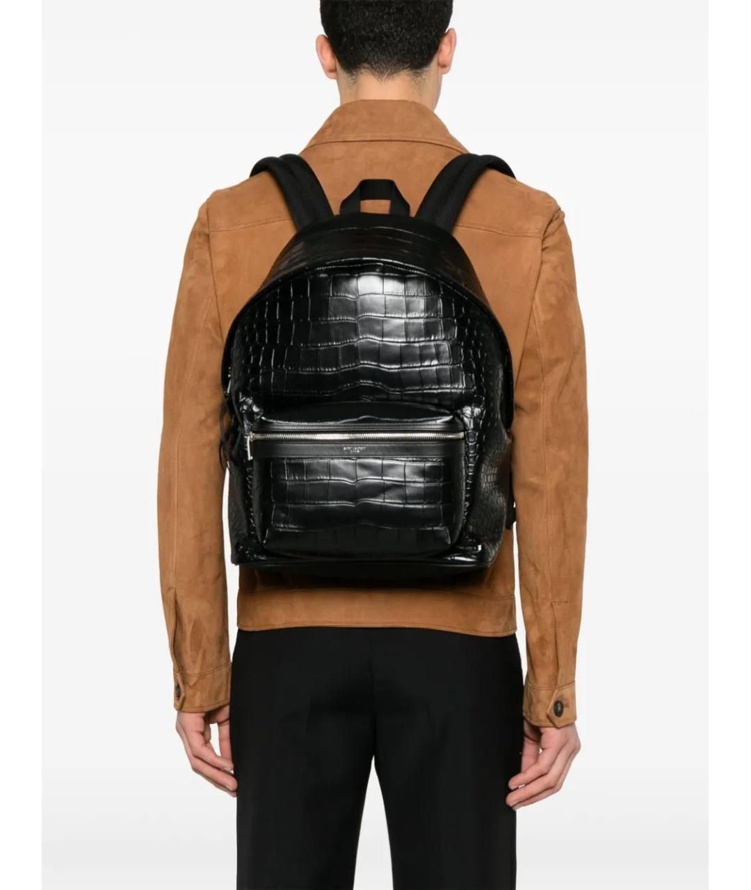 SAINT LAURENT Черный кожаный рюкзак, фото 2