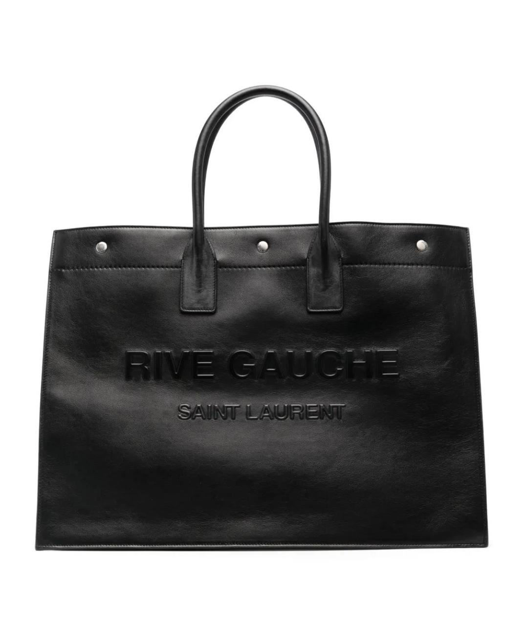 SAINT LAURENT Черная кожаная сумка тоут, фото 1
