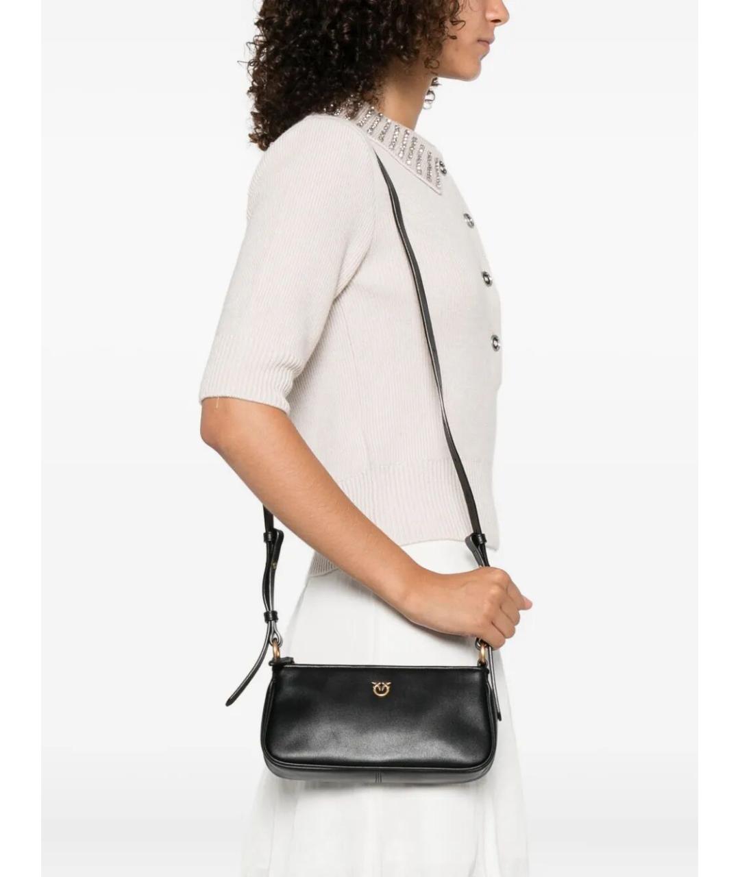 PINKO Черная кожаная сумка через плечо, фото 2