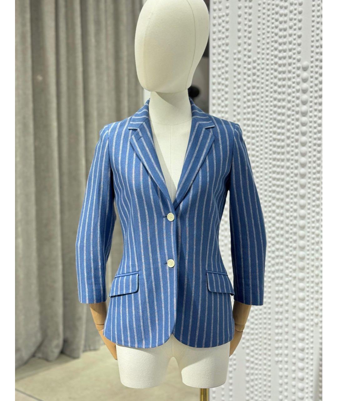 LORO PIANA Синий хлопковый жакет/пиджак, фото 3