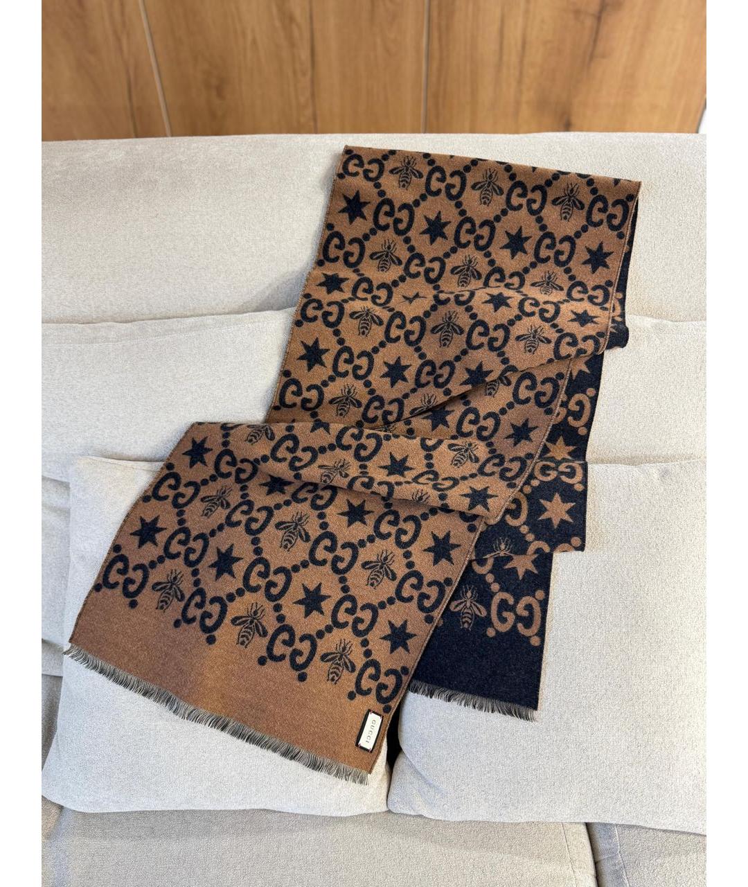 GUCCI Коричневый шарф, фото 3