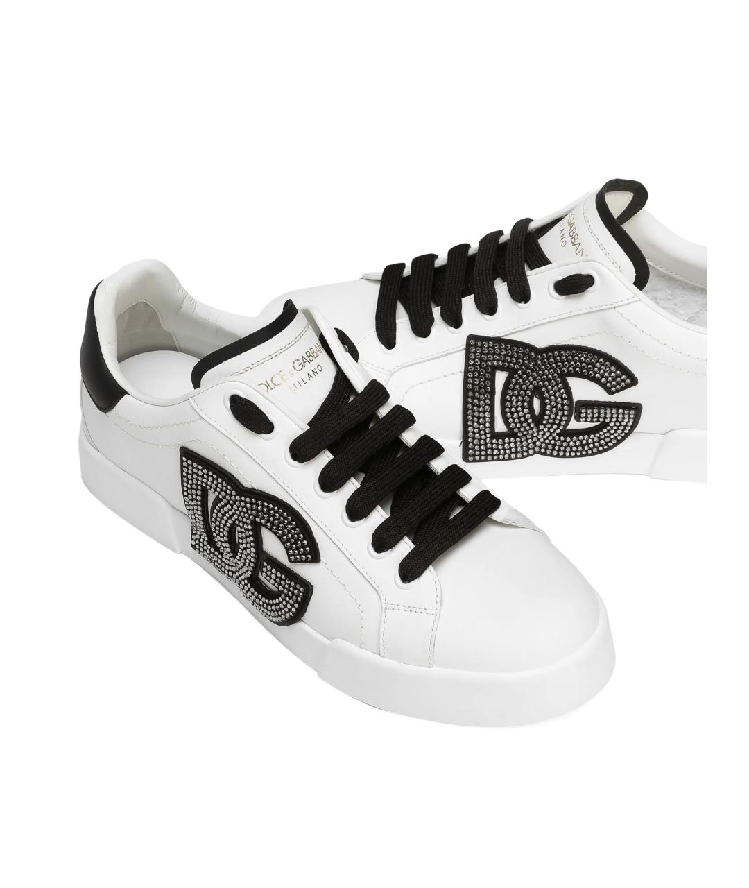 DOLCE&GABBANA Белые кожаные кеды, фото 4