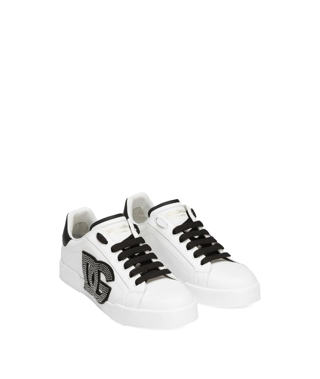 DOLCE&GABBANA Белые кожаные кеды, фото 2