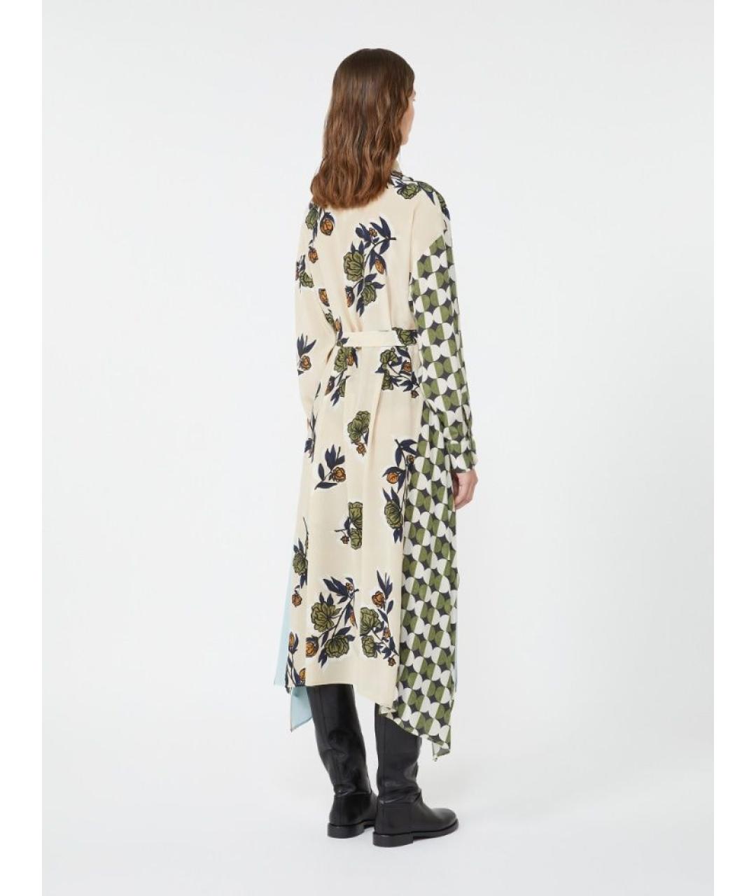 WEEKEND MAX MARA Бежевое шелковое повседневное платье, фото 3