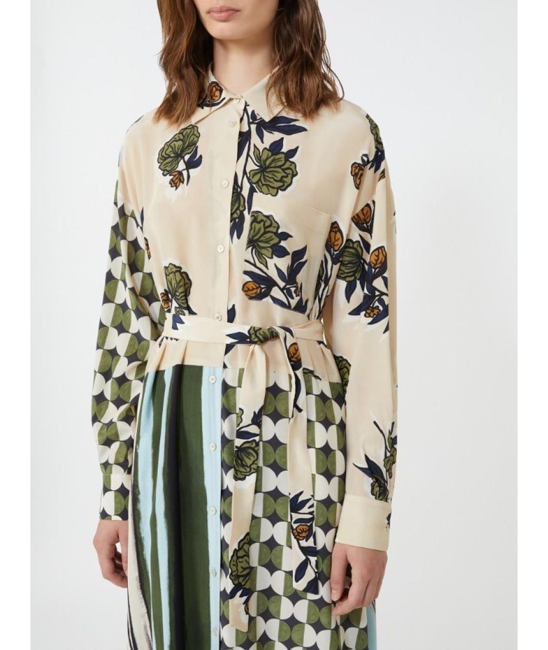 WEEKEND MAX MARA Бежевое шелковое повседневное платье, фото 4