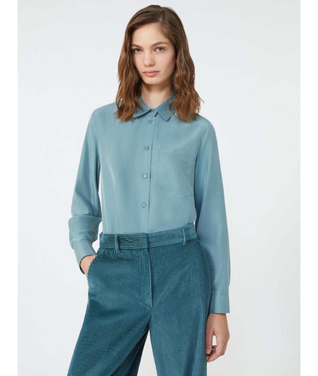 WEEKEND MAX MARA Голубая шелковая рубашка, фото 4