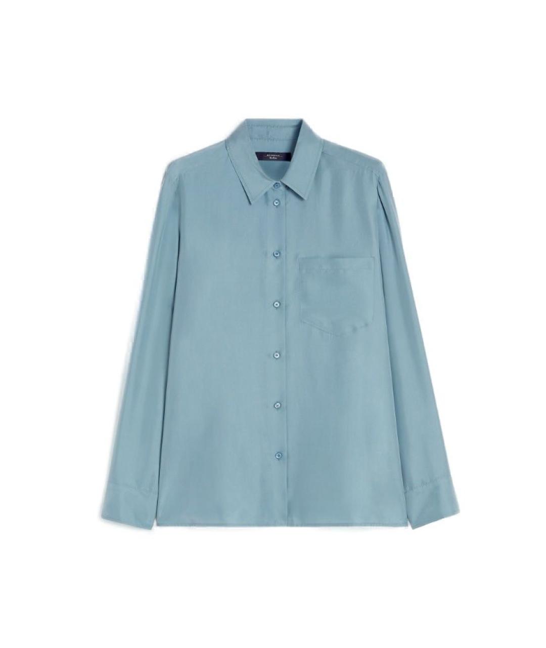 WEEKEND MAX MARA Голубая шелковая рубашка, фото 1