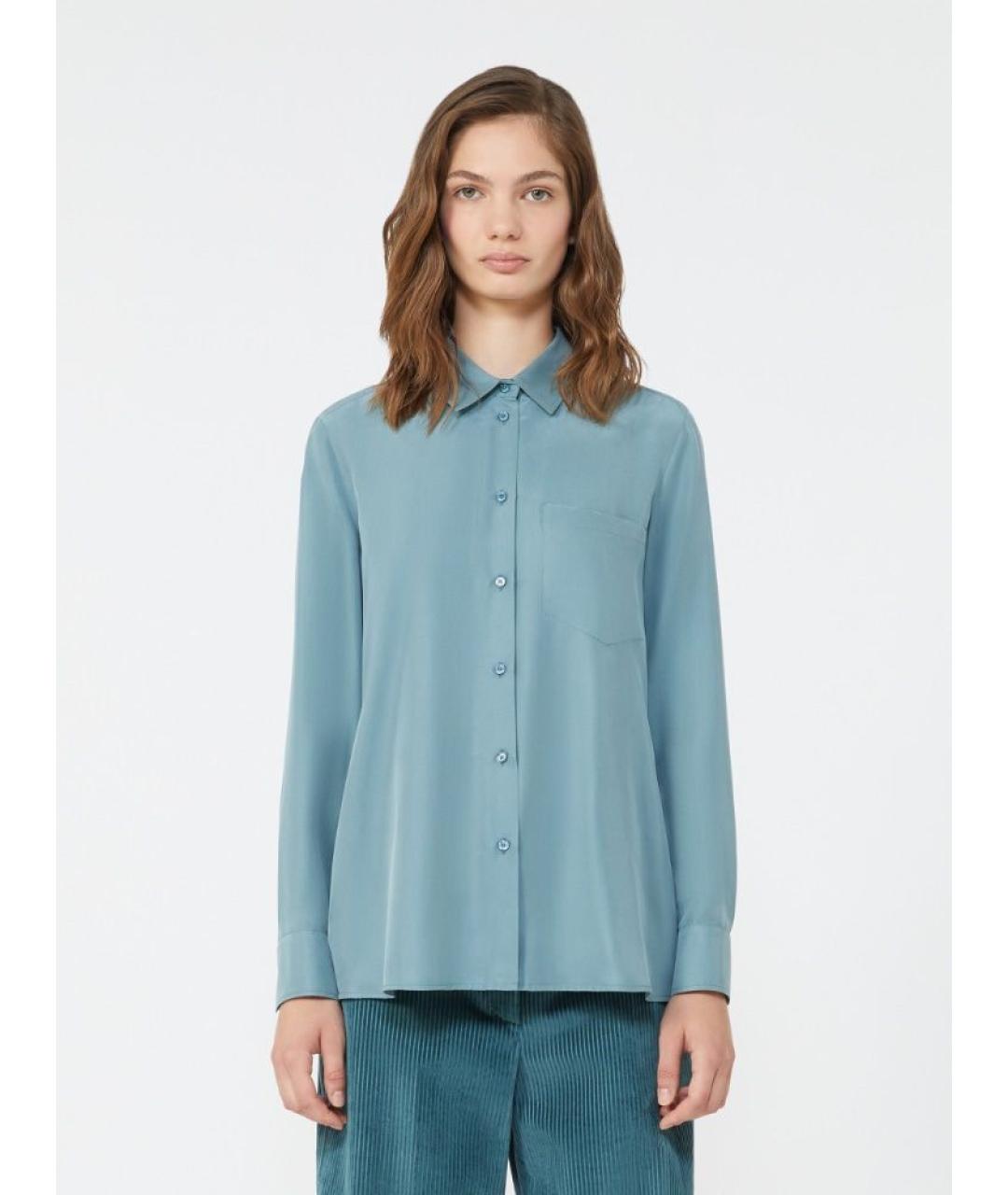 WEEKEND MAX MARA Голубая шелковая рубашка, фото 2