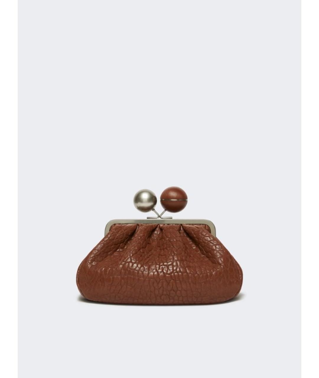 WEEKEND MAX MARA Коричневая кожаная сумка с короткими ручками, фото 3