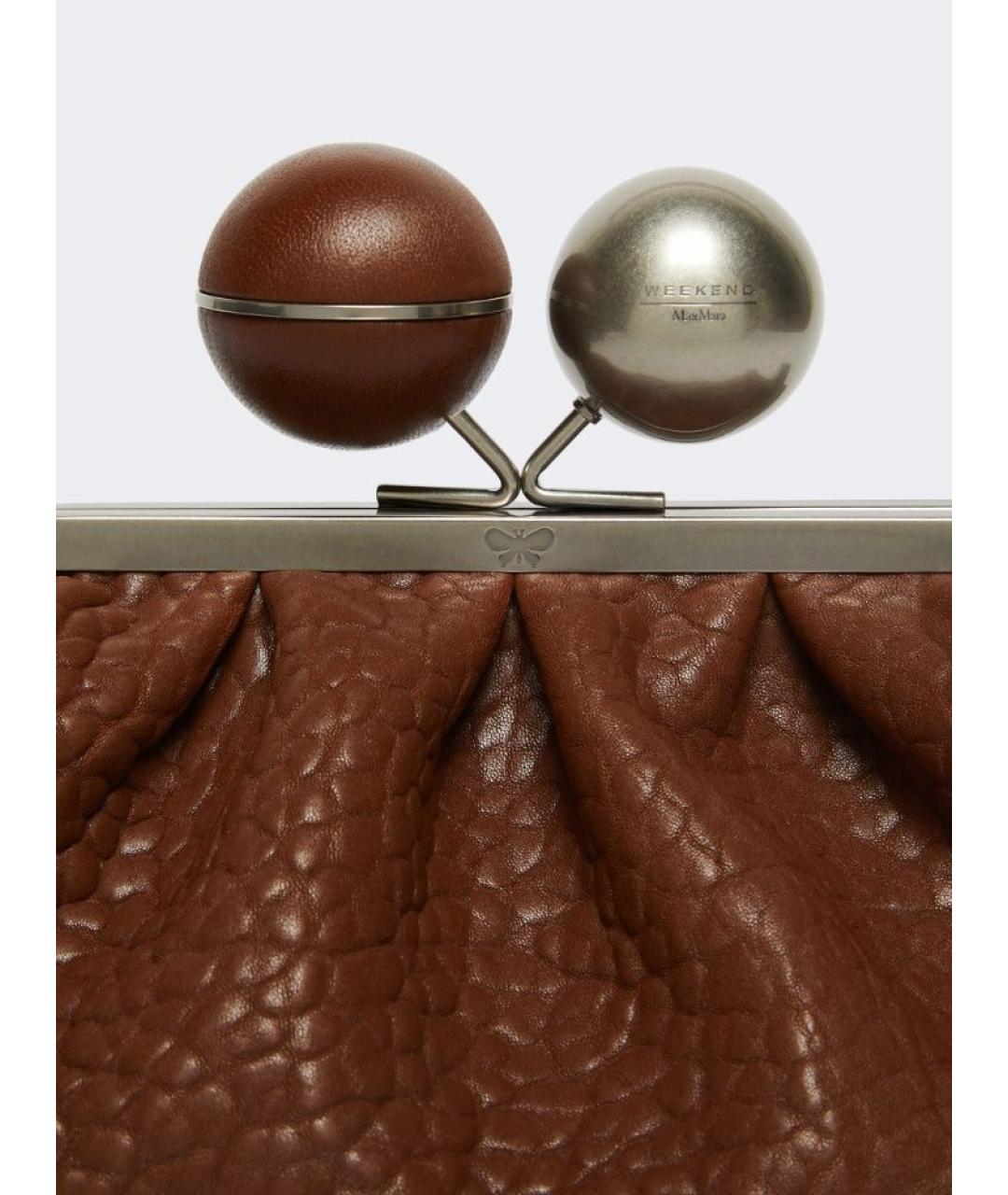 WEEKEND MAX MARA Коричневая кожаная сумка с короткими ручками, фото 5