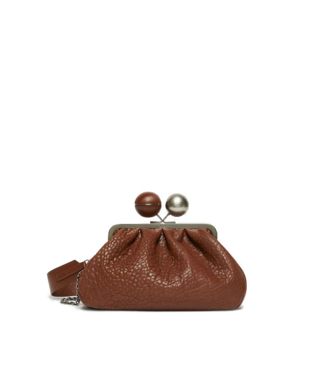 WEEKEND MAX MARA Коричневая кожаная сумка с короткими ручками, фото 1