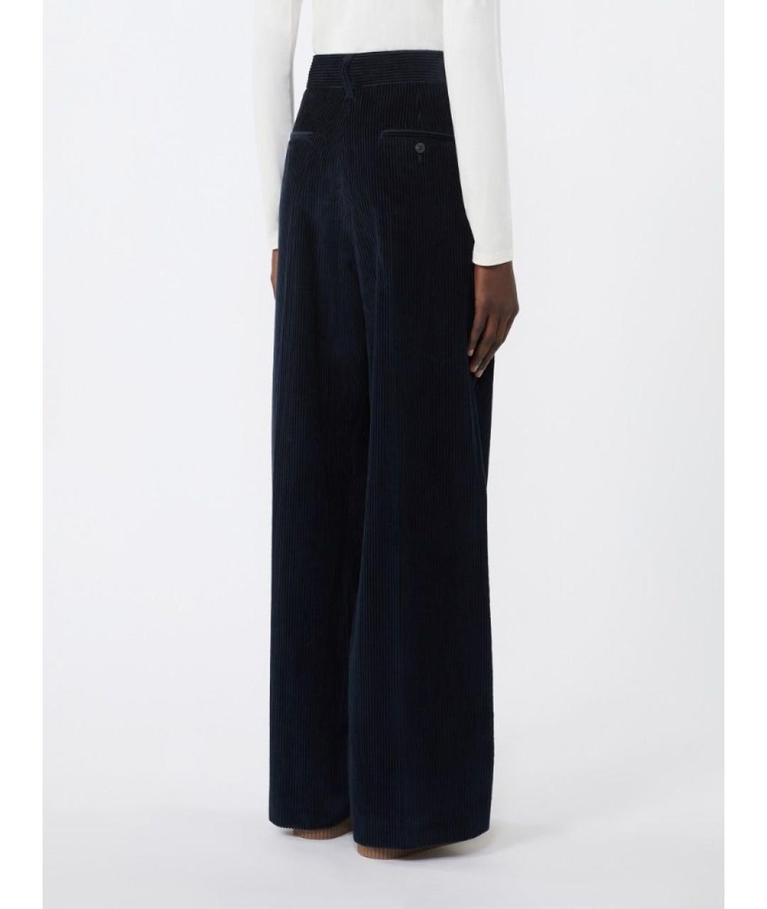 WEEKEND MAX MARA Темно-синие хлопковые брюки широкие, фото 3