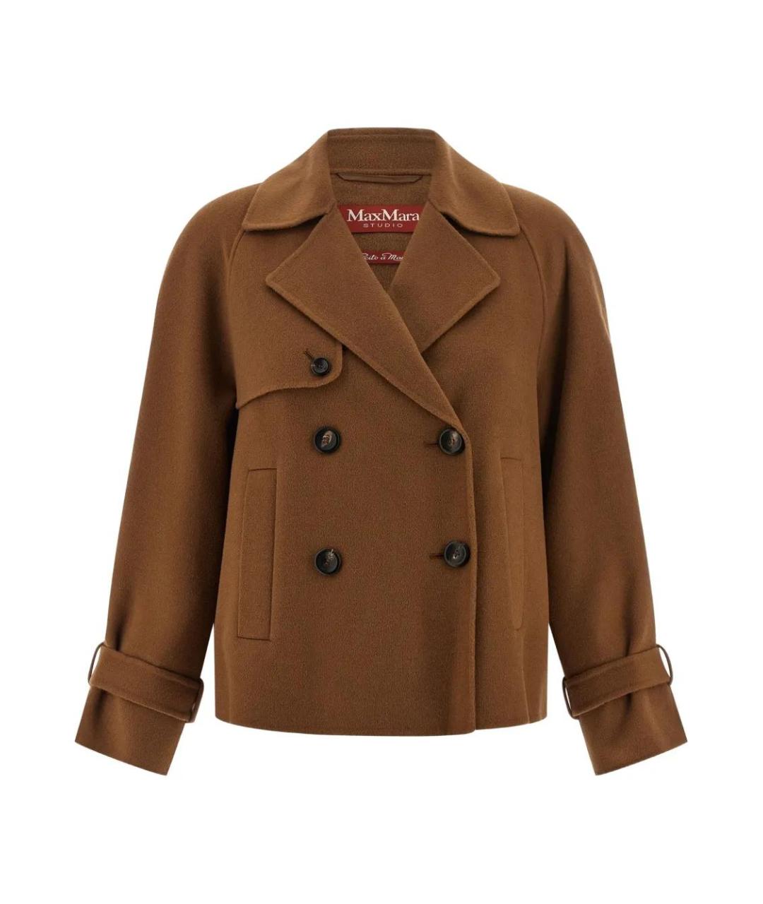 MAX MARA STUDIO Коричневое шерстяное пальто, фото 1