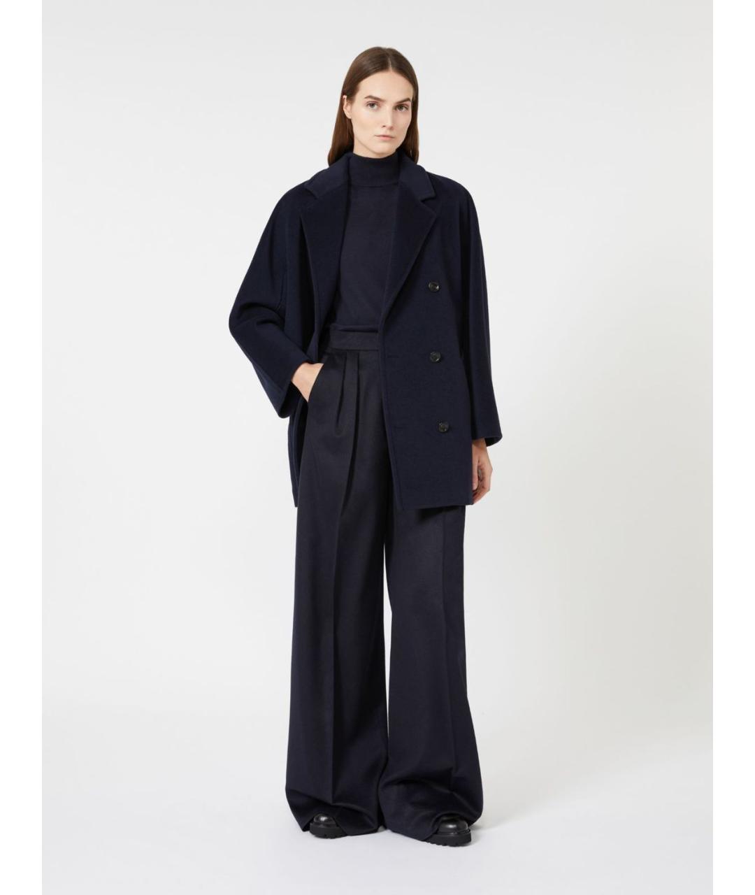 MAX MARA Темно-синее шерстяное пальто, фото 5