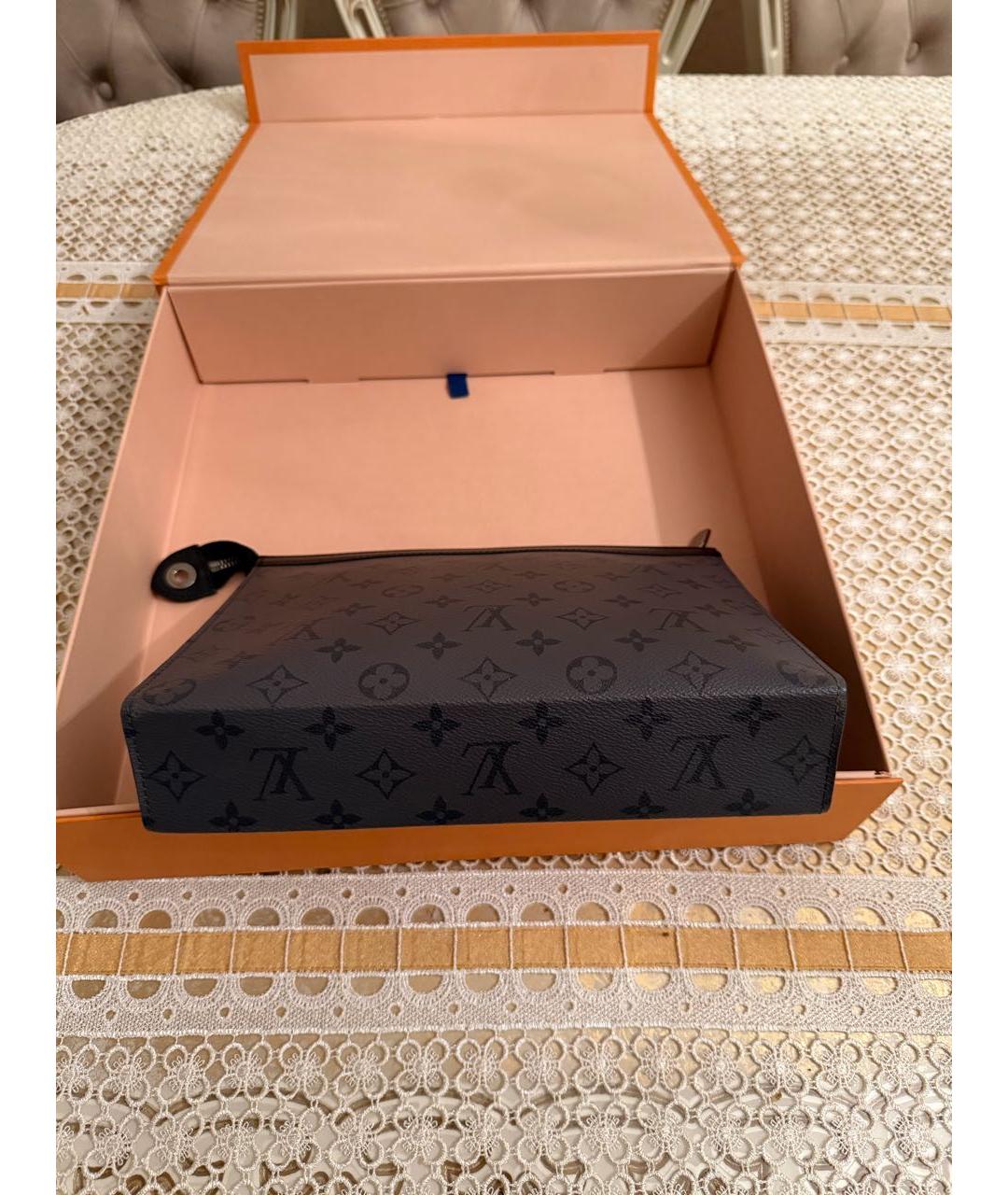 LOUIS VUITTON Серая кожаная барсетка, фото 3