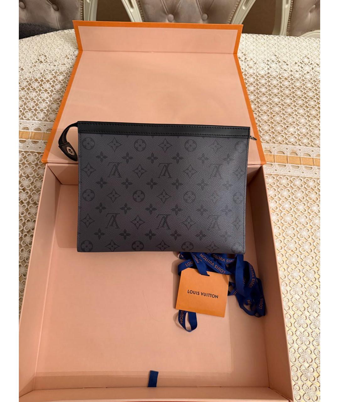 LOUIS VUITTON Серая кожаная барсетка, фото 2