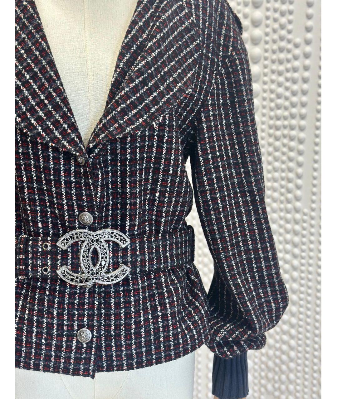 CHANEL Черный твидовый жакет/пиджак, фото 2