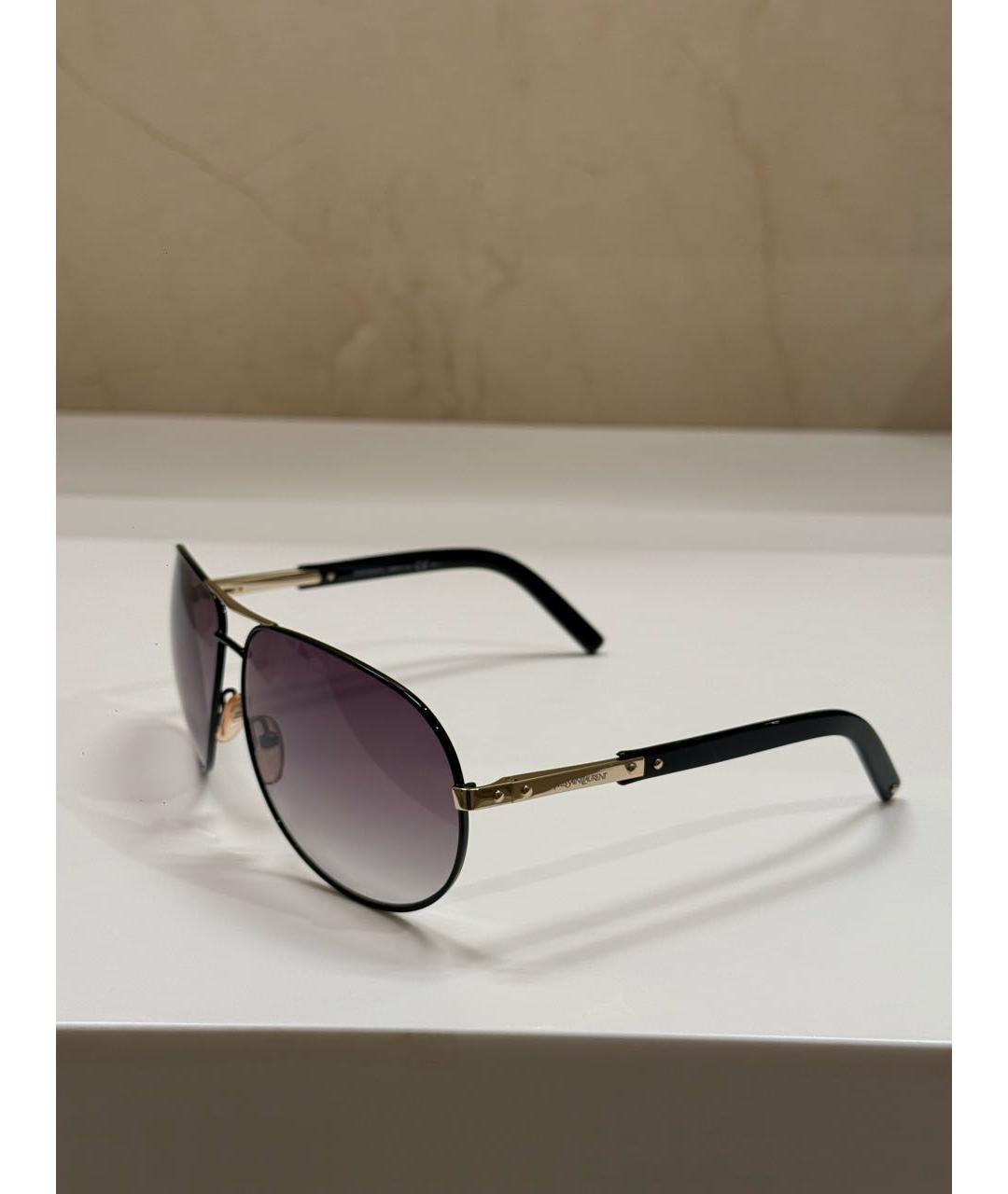 SAINT LAURENT Черные металлические солнцезащитные очки, фото 8