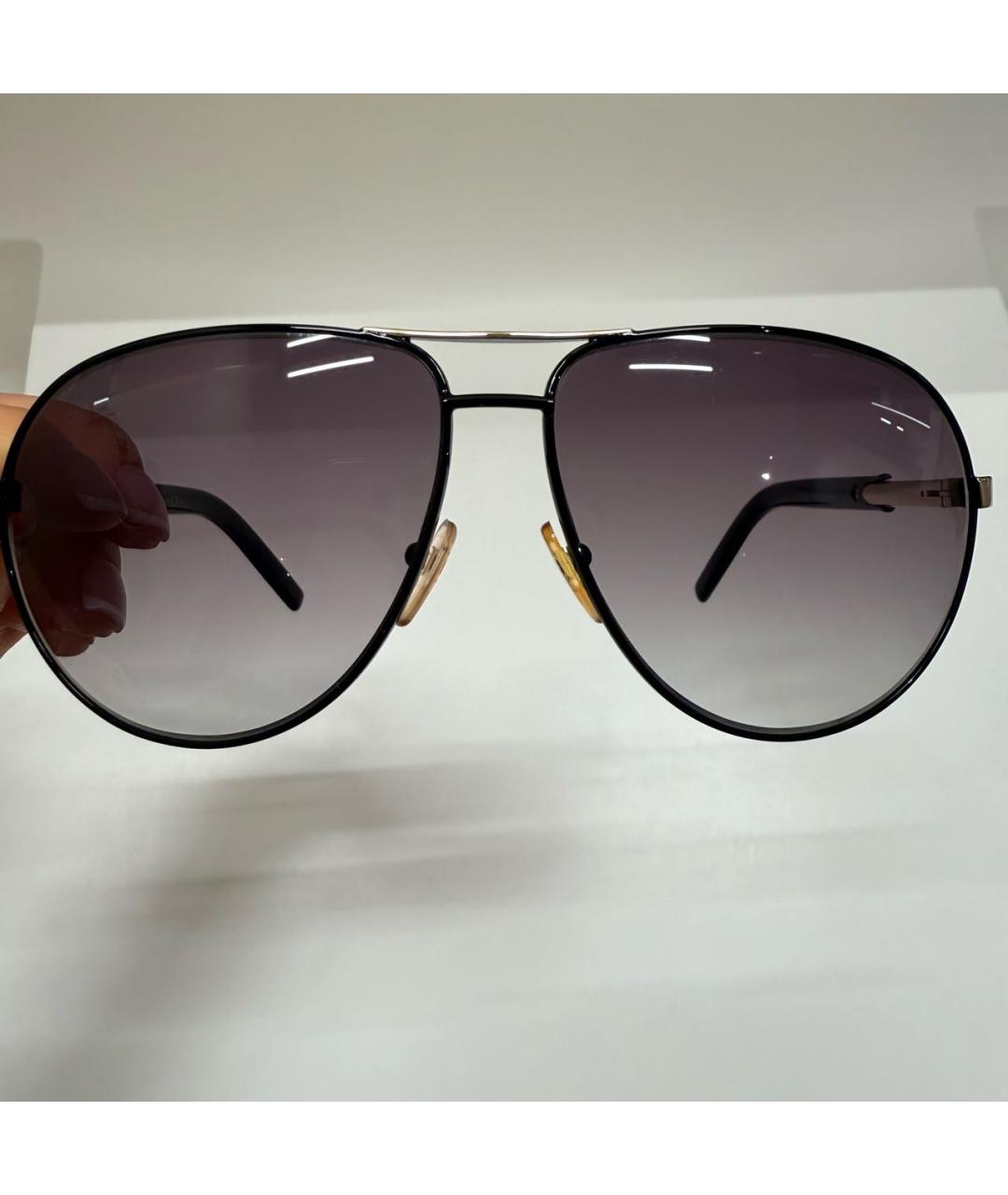 SAINT LAURENT Черные металлические солнцезащитные очки, фото 7