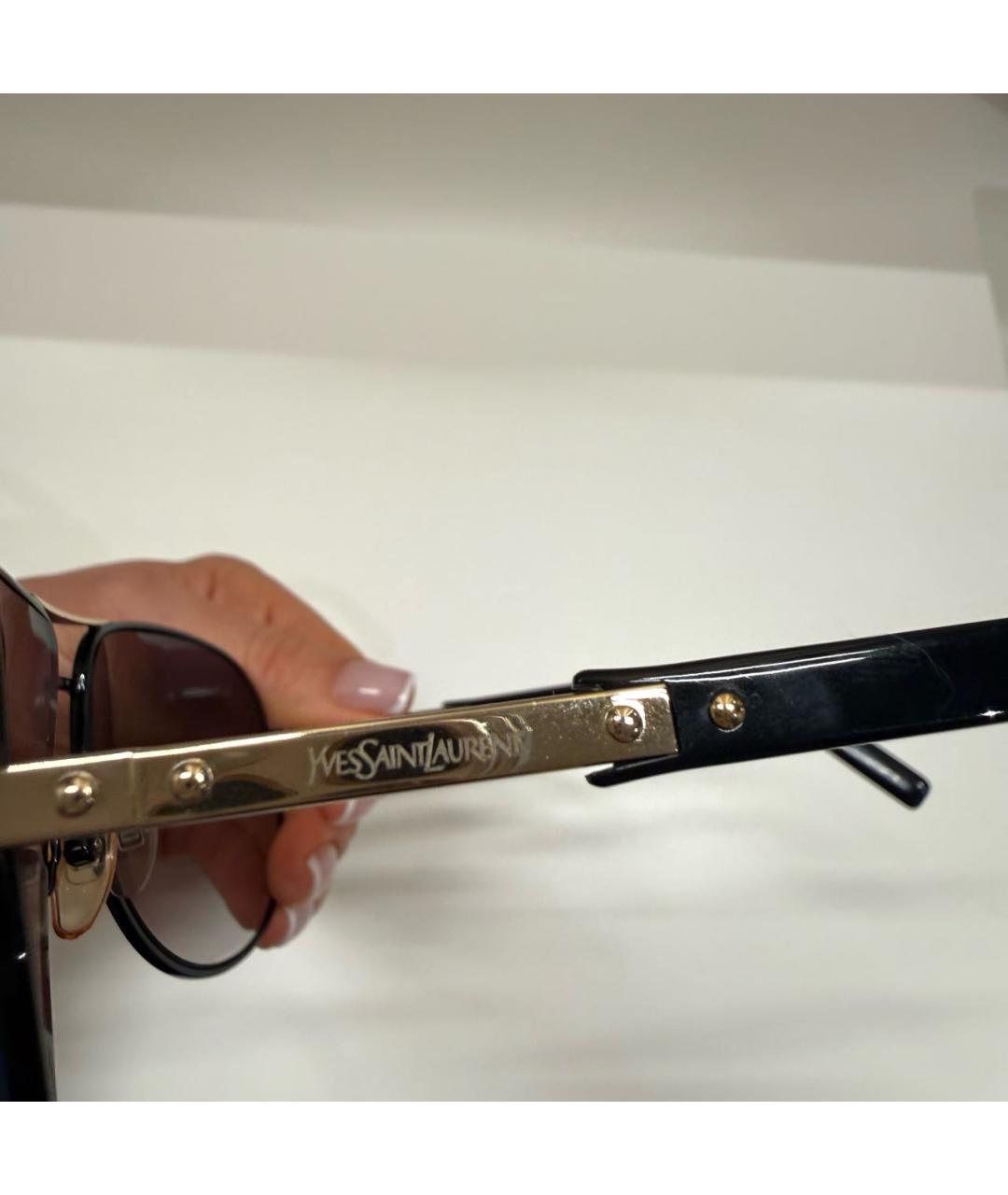 SAINT LAURENT Черные металлические солнцезащитные очки, фото 3