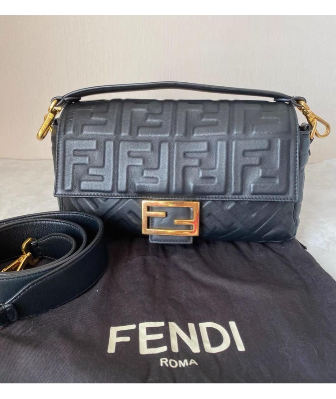 FENDI Черная кожаная сумка через плечо, фото 2