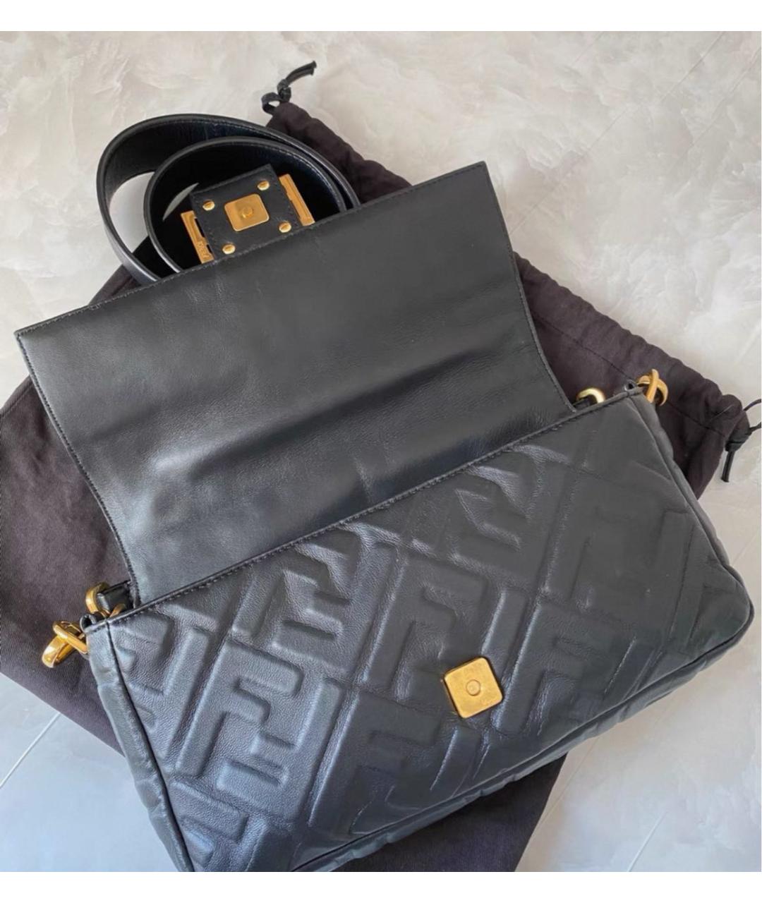 FENDI Черная кожаная сумка через плечо, фото 4