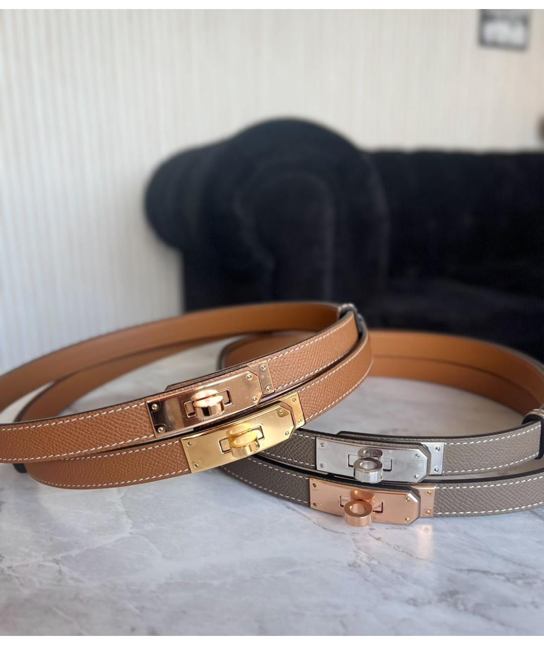 HERMES Коричневый кожаный ремень, фото 2