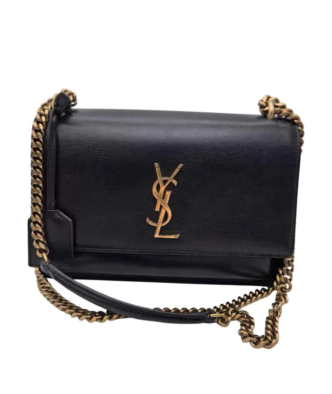 SAINT LAURENT Черная кожаная сумка через плечо, фото 1