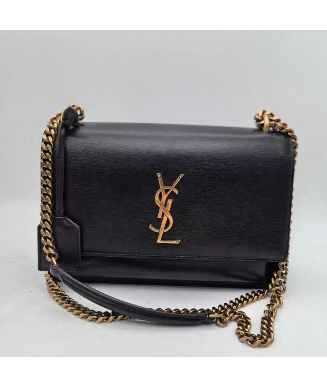 SAINT LAURENT Черная кожаная сумка через плечо, фото 4