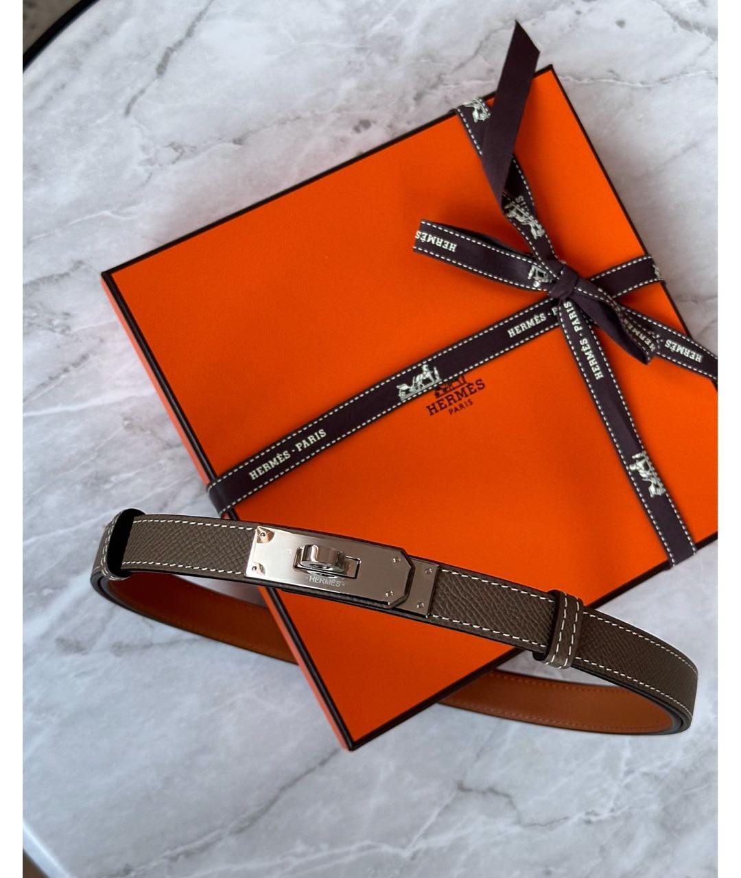 HERMES Серый кожаный ремень, фото 2