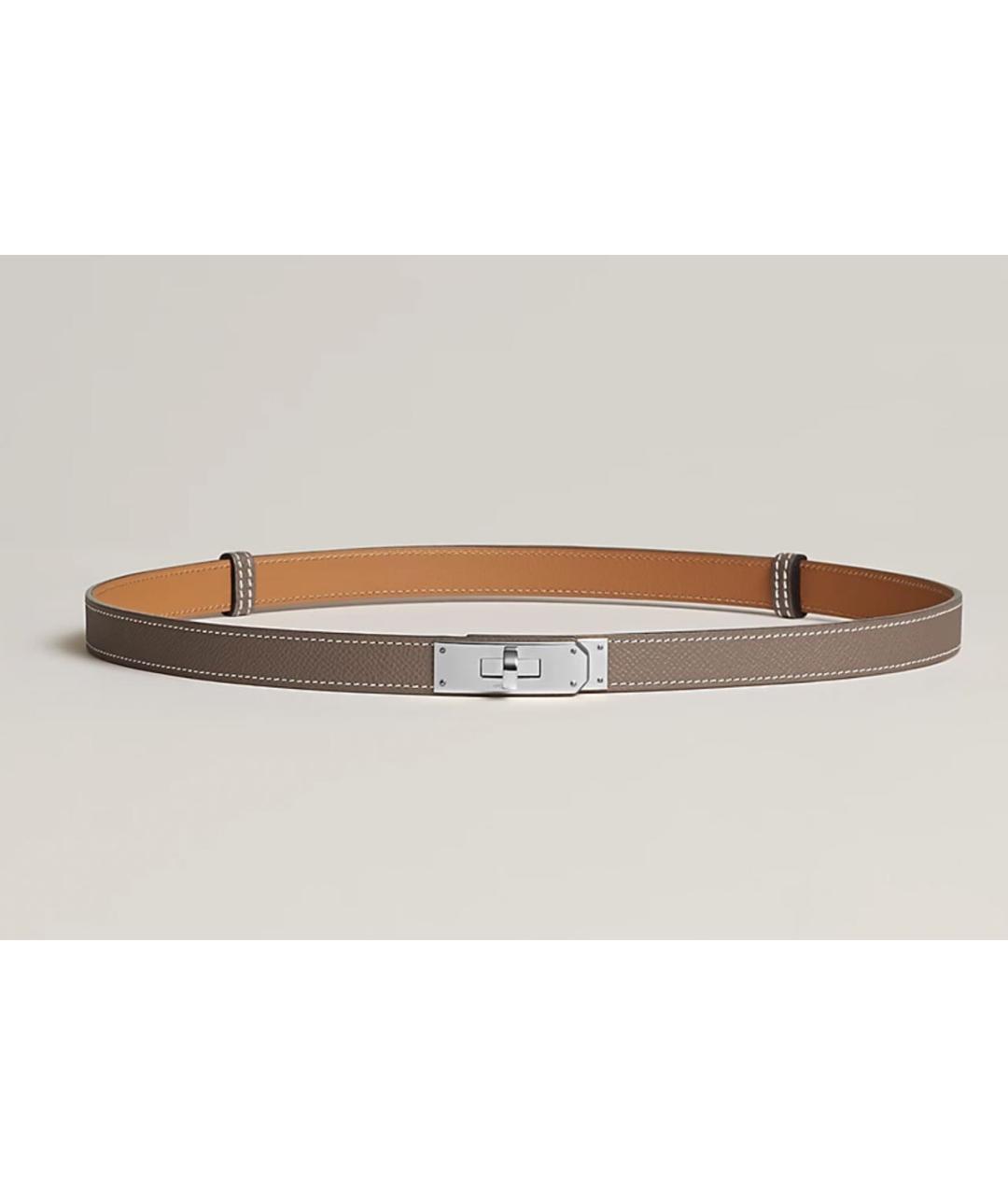 HERMES Серый кожаный ремень, фото 4