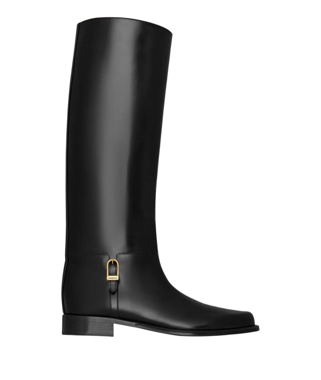 SAINT LAURENT Черные кожаные сапоги, фото 1