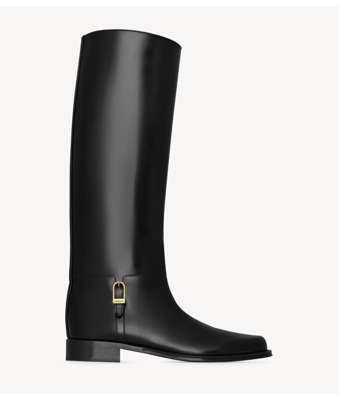 SAINT LAURENT Черные кожаные сапоги, фото 4