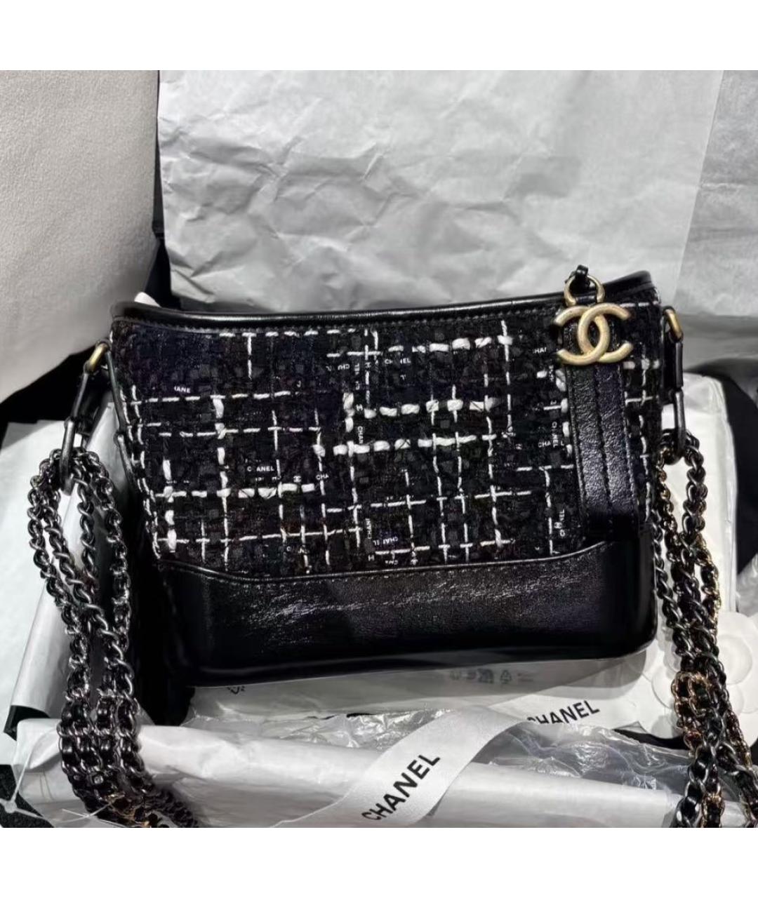 CHANEL Черная твидовая сумка через плечо, фото 2