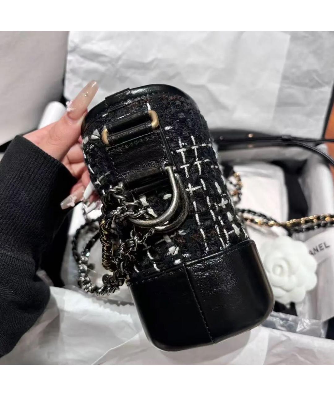 CHANEL Черная твидовая сумка через плечо, фото 3