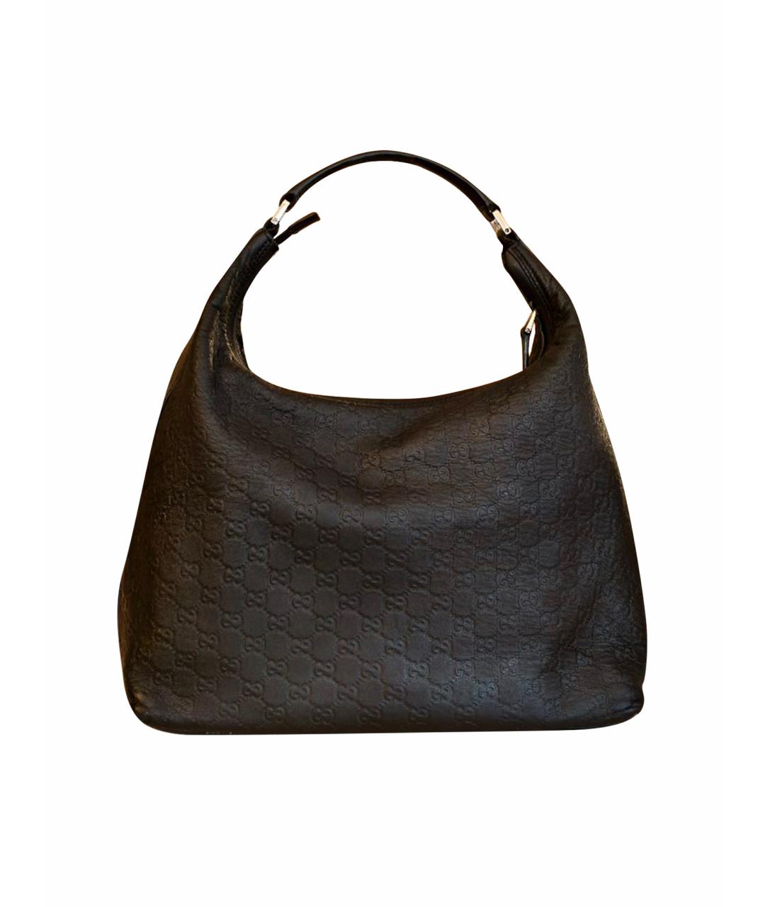 GUCCI Черная кожаная сумка с короткими ручками, фото 1