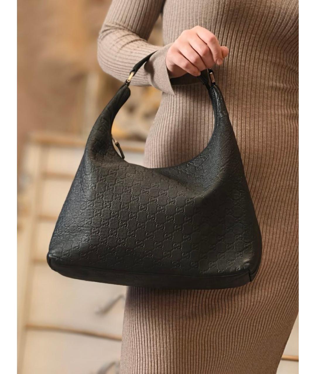 GUCCI Черная кожаная сумка с короткими ручками, фото 5