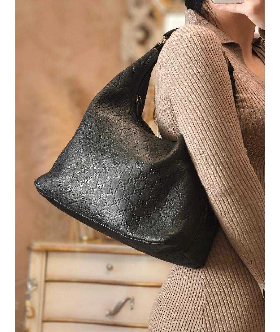 GUCCI Черная кожаная сумка с короткими ручками, фото 4