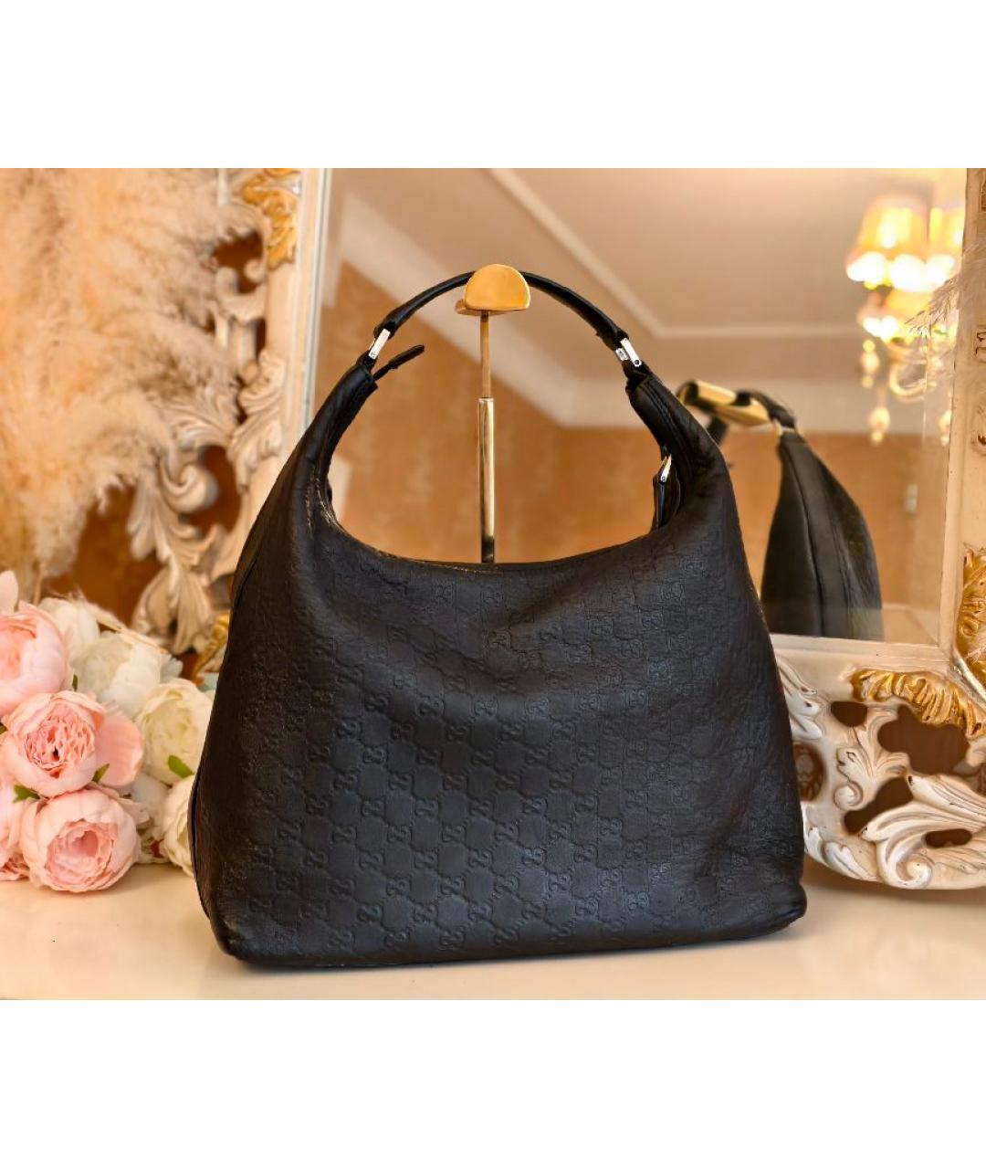 GUCCI Черная кожаная сумка с короткими ручками, фото 2