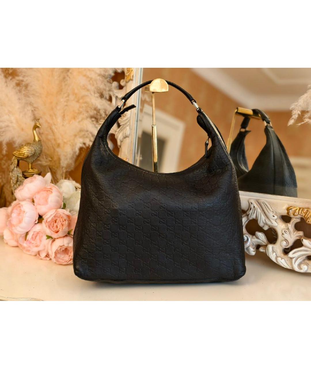 GUCCI Черная кожаная сумка с короткими ручками, фото 3