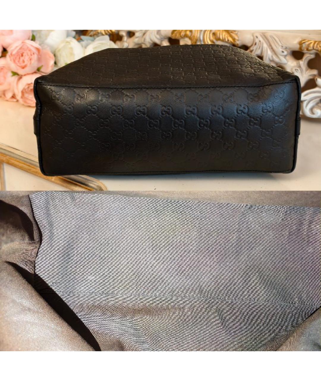 GUCCI Черная кожаная сумка с короткими ручками, фото 7